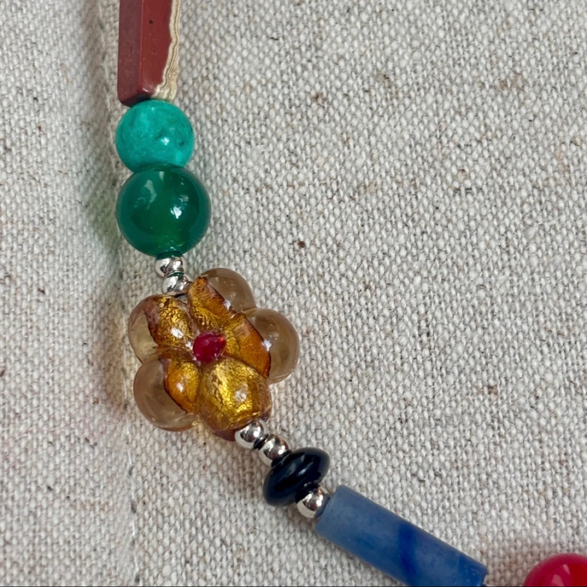 🌟【Vibe】Natural Stone, Glass & Ceramic Necklace|Dopamine Energy Series