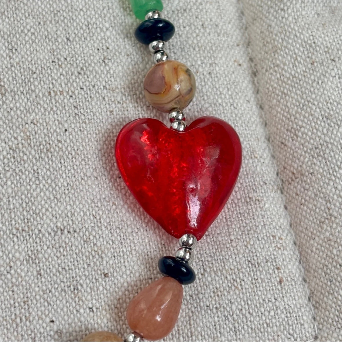 🌟【Vibe】Natural Stone, Glass & Ceramic Necklace|Dopamine Energy Series