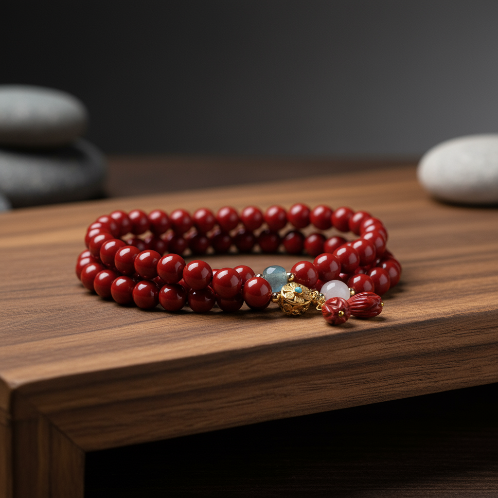 Red Tibetan Mala - Side Angle