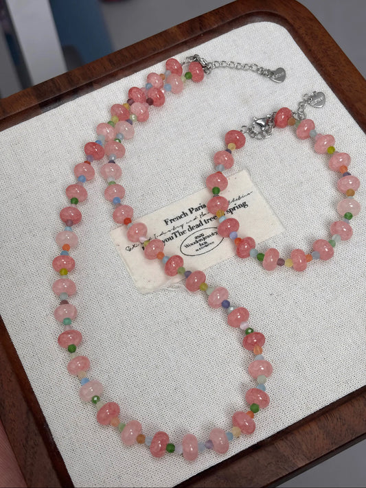 🍬【Candy】Strawberry Quartz Bracelet & Necklace | Gentle Love Series