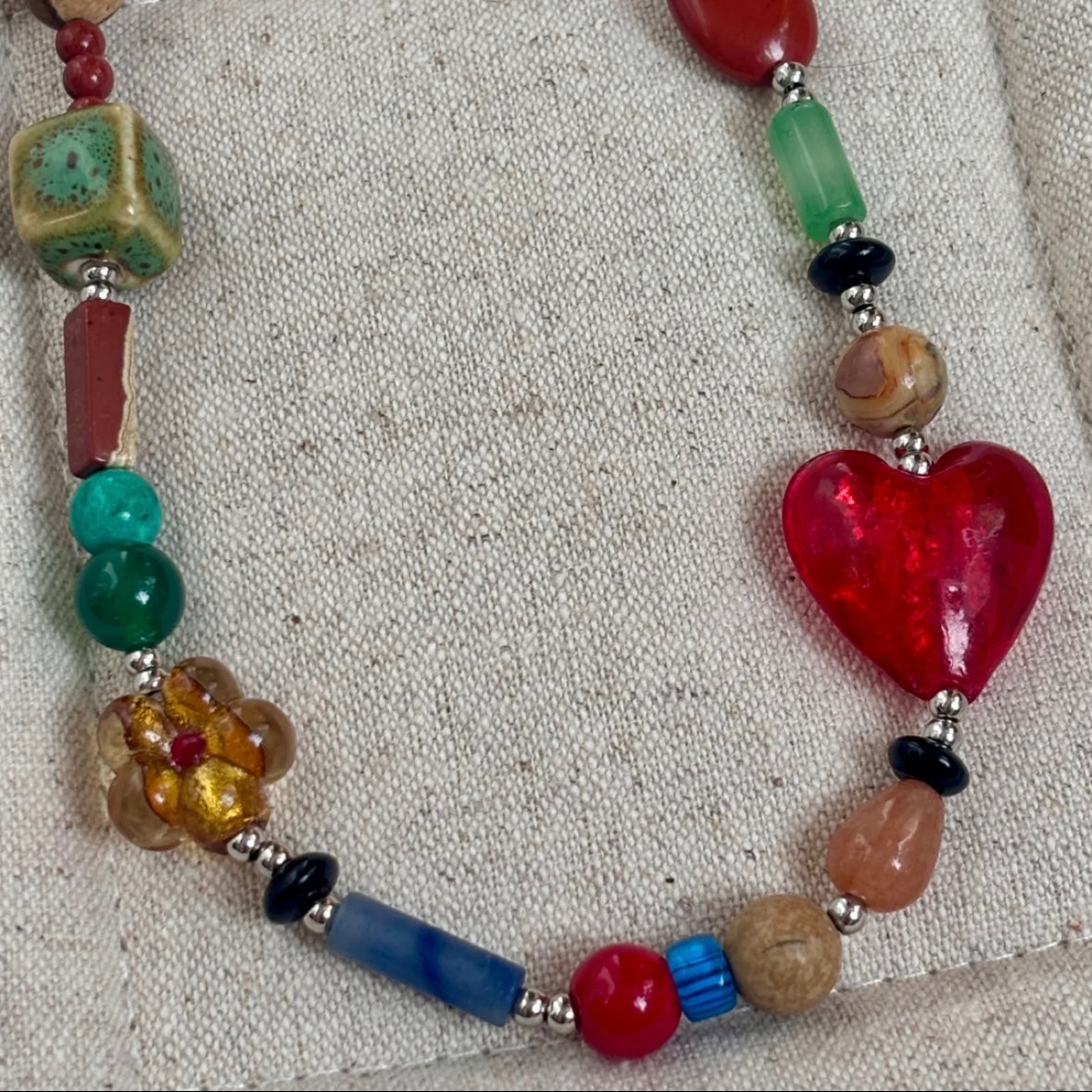 🌟【Vibe】Natural Stone, Glass & Ceramic Necklace｜Dopamine Energy Series