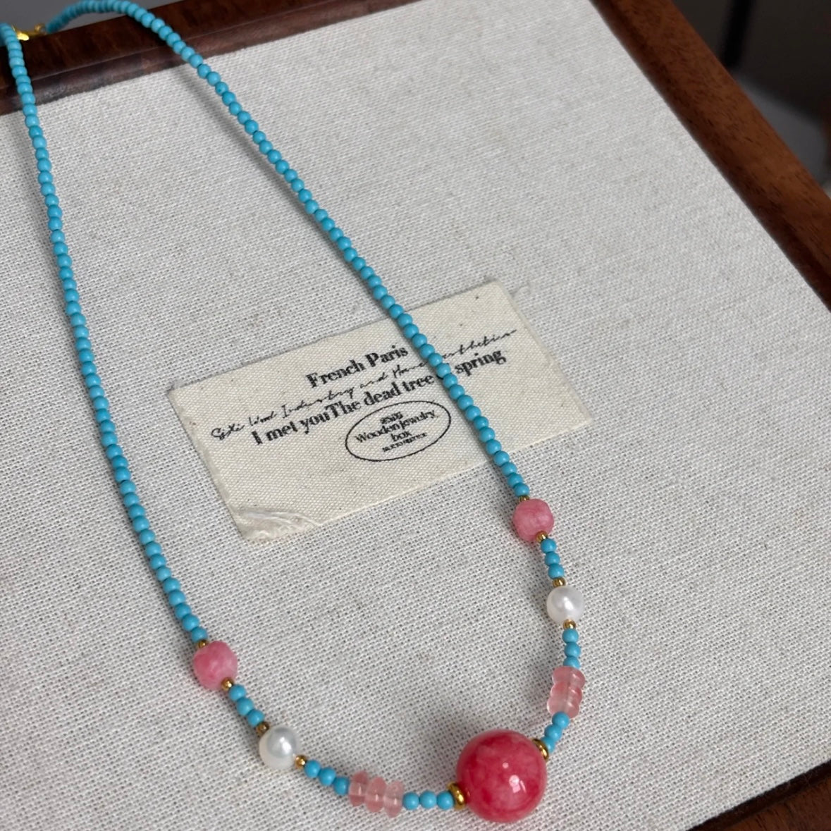 💙【Ocean Bloom】Blue Turquoise, Pink Stone & Pearl Bracelet & Necklace｜Gentle Love Series