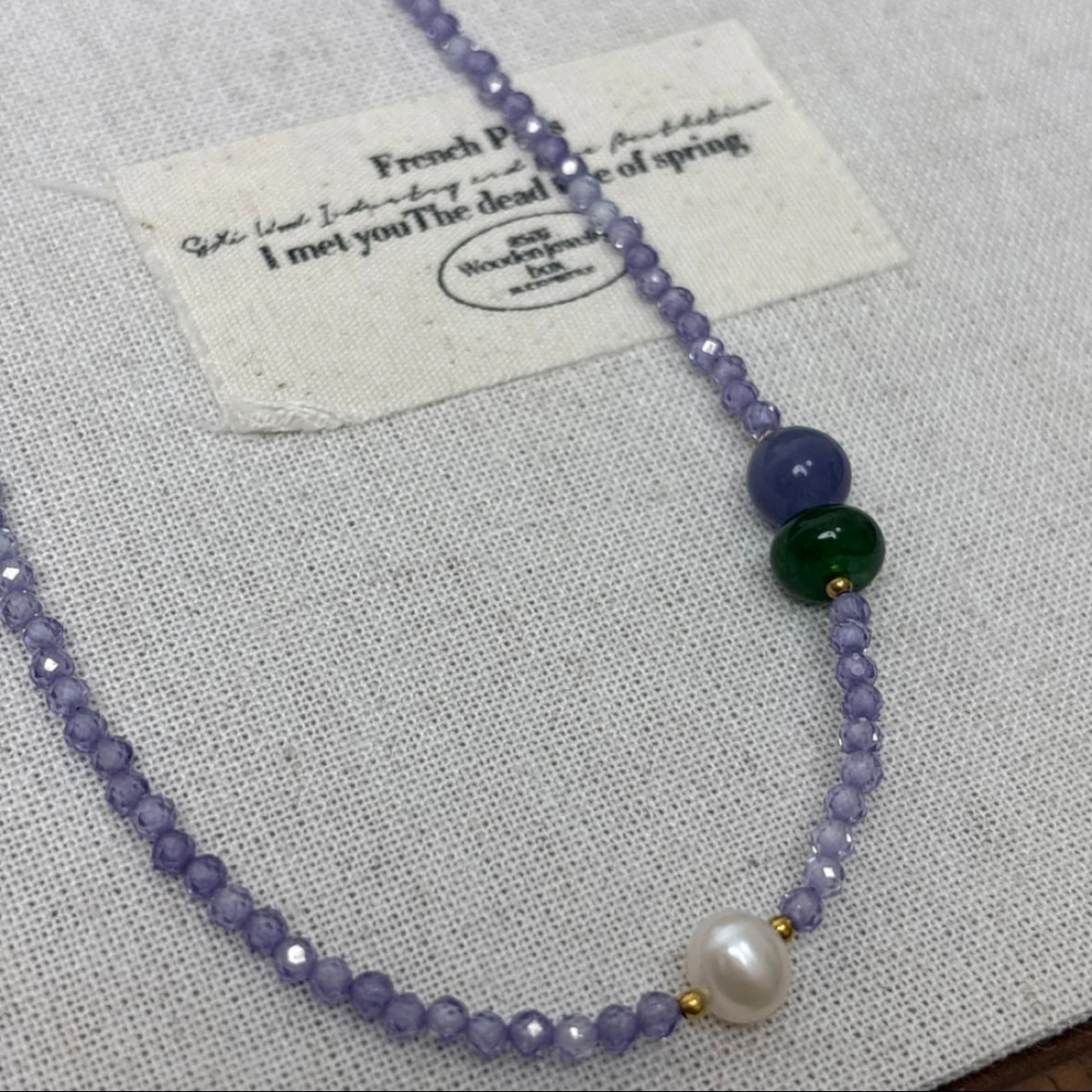 💜【Amethyst Mist】Zircon, Green Agate, Purple Cat’s Eye & Freshwater Pearl Necklace｜Gentle Love Series