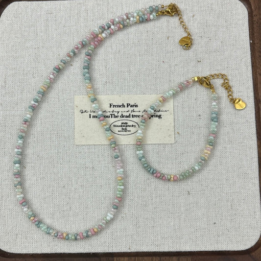 🌸【Bloom】Glass Peanut Bead Bracelet & Necklace｜Gentle Love Series