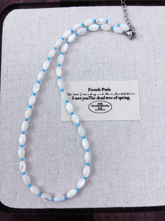 💙【Seafoam】Shell Beads / Crystal & Freshwater Pearl Necklaces｜Gentle Love Series