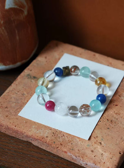 Crystal Gemstone Bracelet - Clear Quartz Citrine Aquamarine Rose Quartz