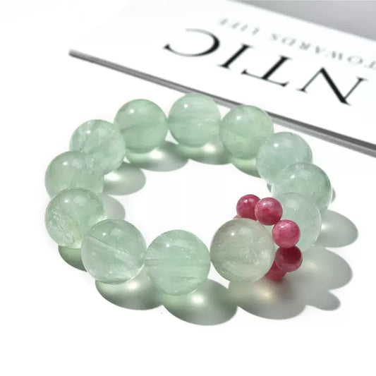 💚【Verdant】Green Fluorite & Rhodonite Bracelet｜Dopamine Energy Series