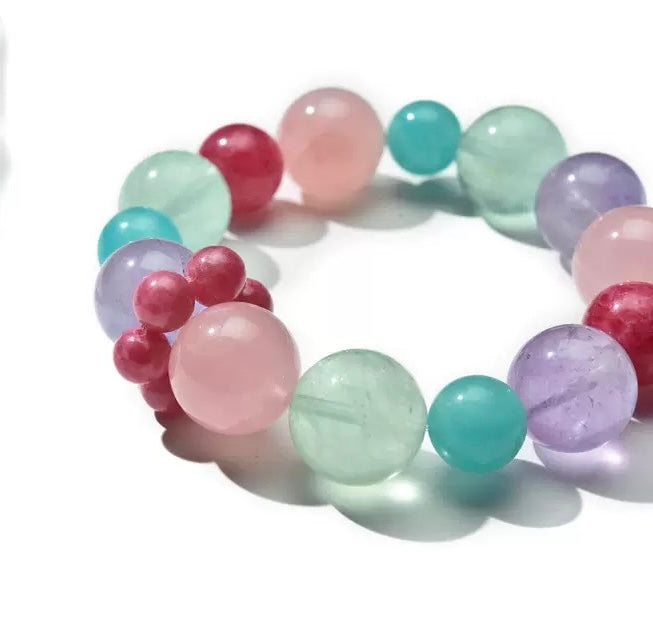 💗【Rosy Aura】Pastel Gemstone Bracelet｜Dopamine Energy Series