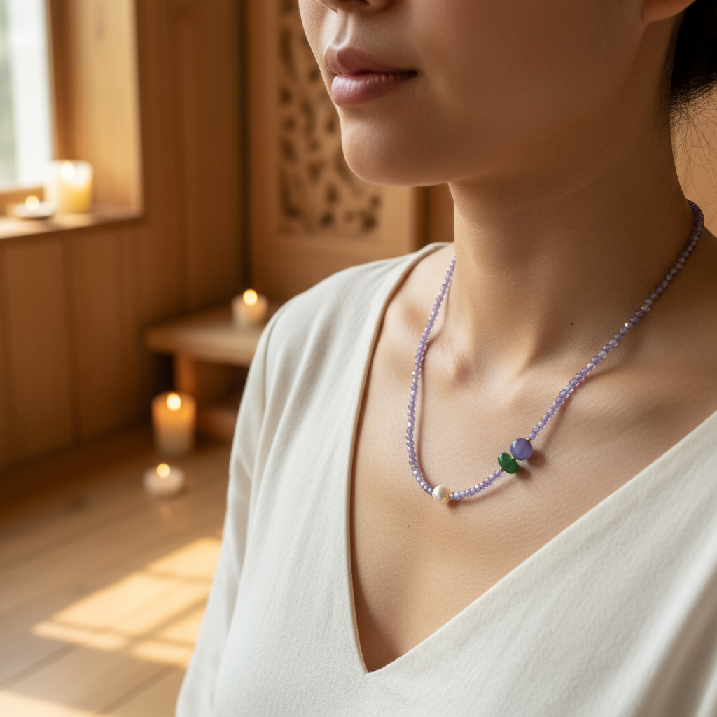 Amethyst Mist Necklace - Lifestyle Worn