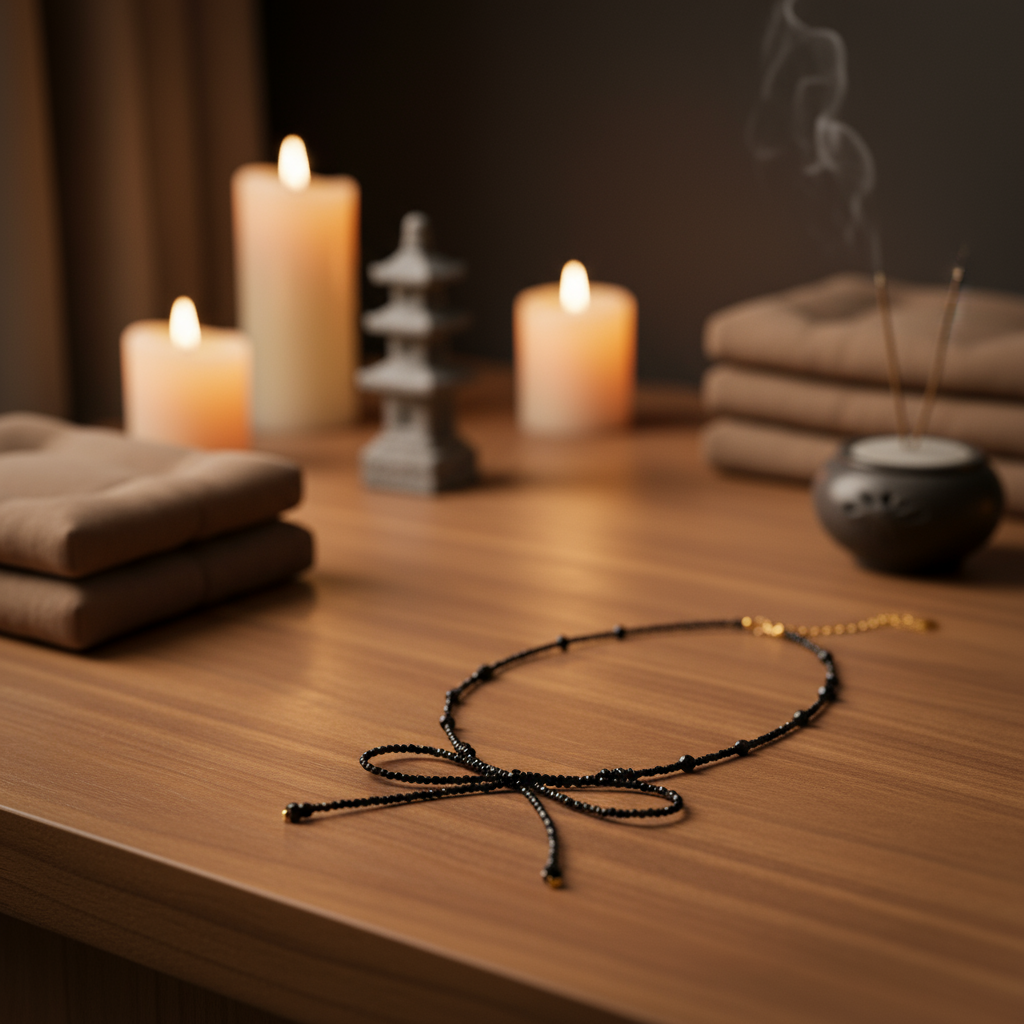 Black Ribbon Necklace - Clean Angle