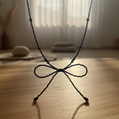 Black Ribbon Necklace - Clean Detail