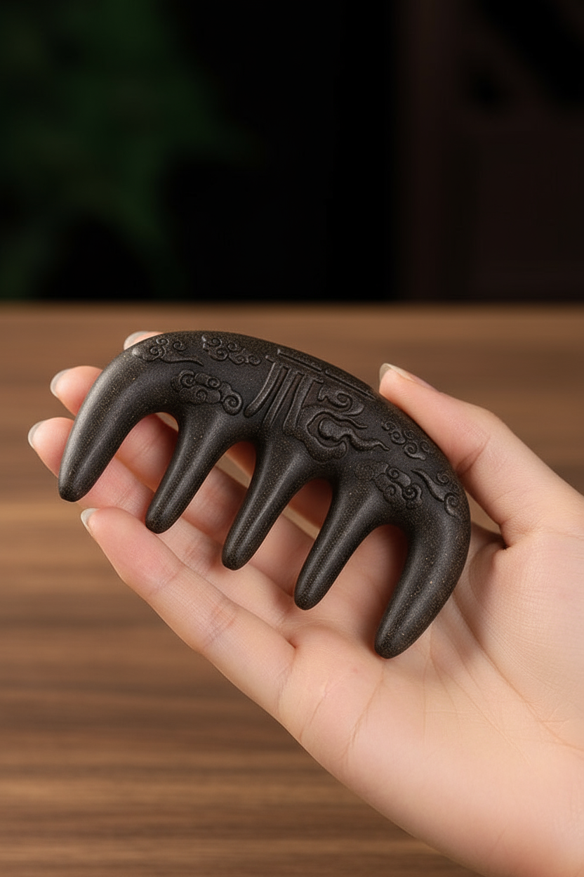 Carved Ebony Comb - Lifestyle Hand