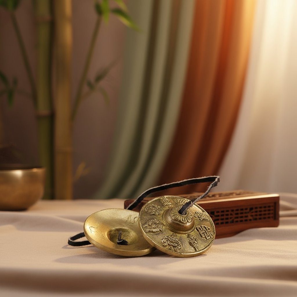 Cymbals with spiritual meditation background