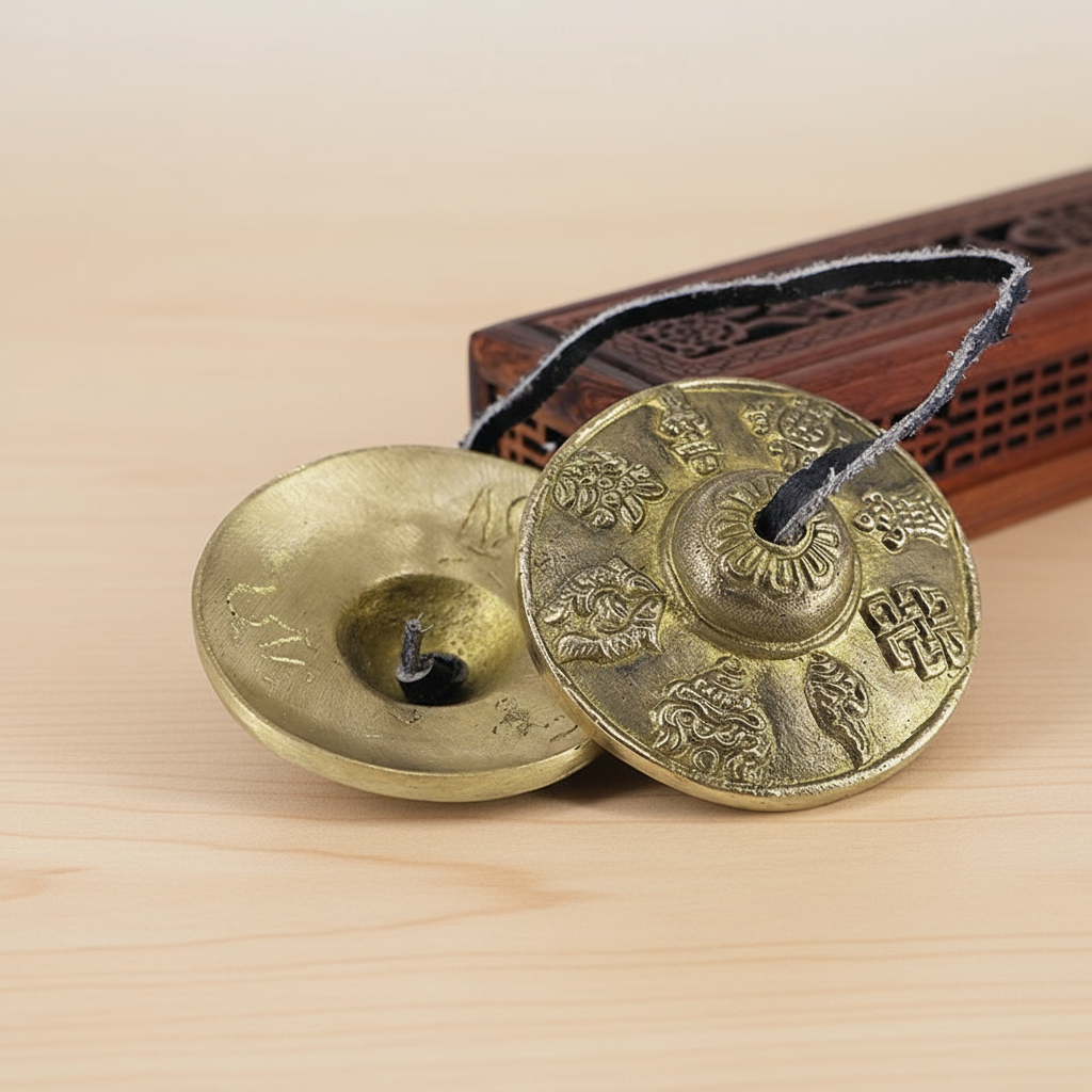 Cymbals with warm neutral background