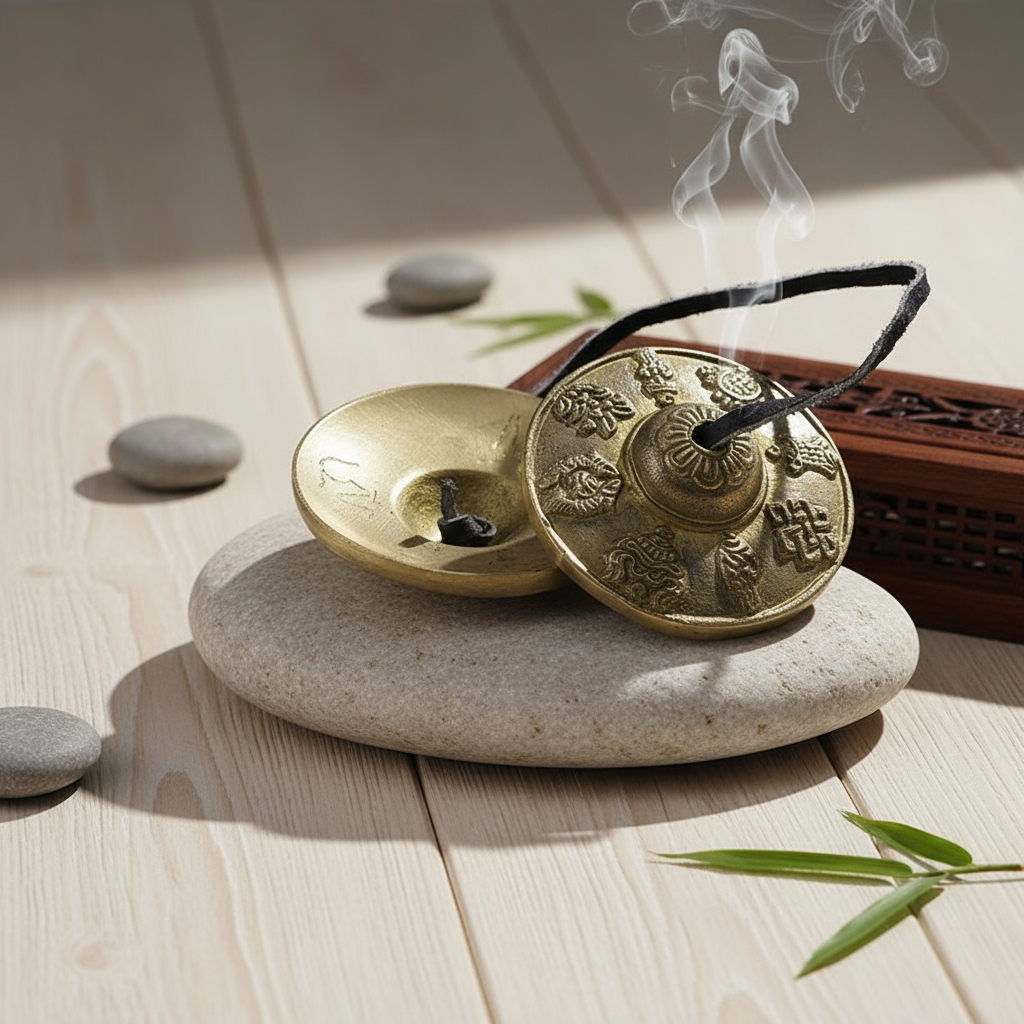 Cymbals with zen-inspired premium background