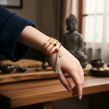 Orange Amber Mala - Lifestyle Worn