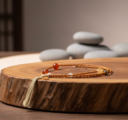 Orange Amber Mala - Side Angle