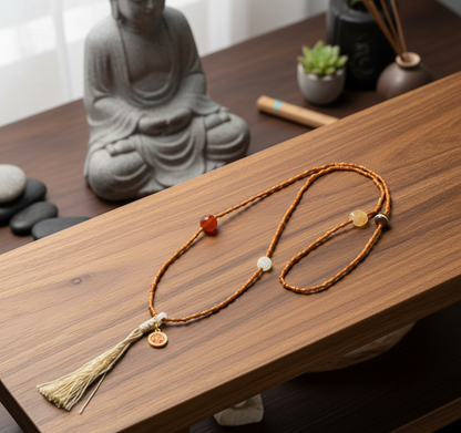 Orange Amber Mala - Top View