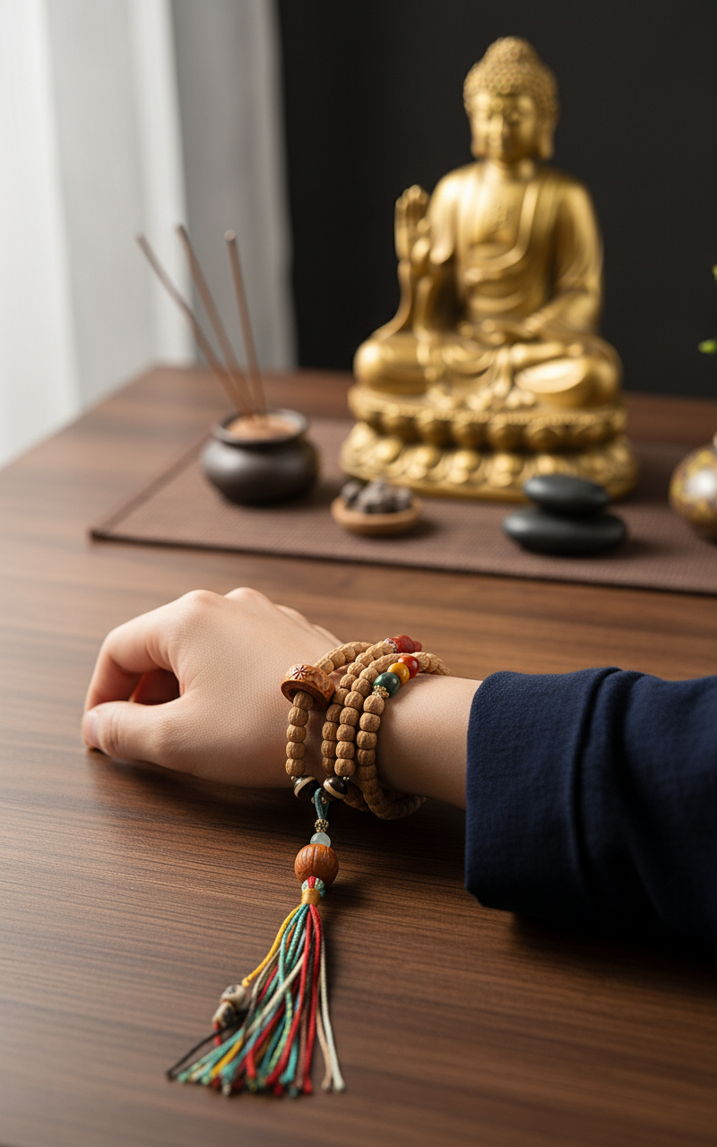 Passionfruit Seed Mala - Lifestyle Worn