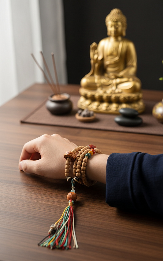 Passionfruit Seed Mala - Lifestyle Worn