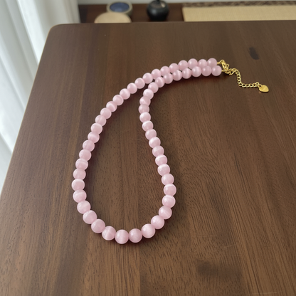 Pink Cat's Eye Necklace - Top