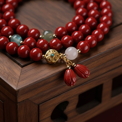 Red Tibetan Mala - Close Detail