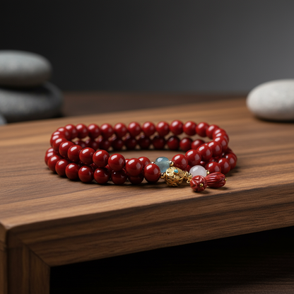 Red Tibetan Mala - Side Angle
