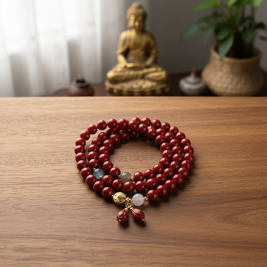 Red Tibetan Mala - Top View