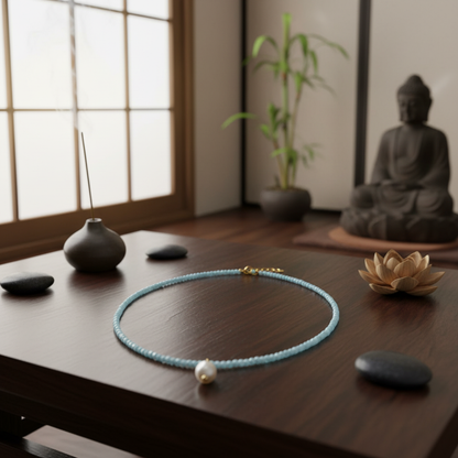 Seafoam Crystal Pearl Necklace - Studio