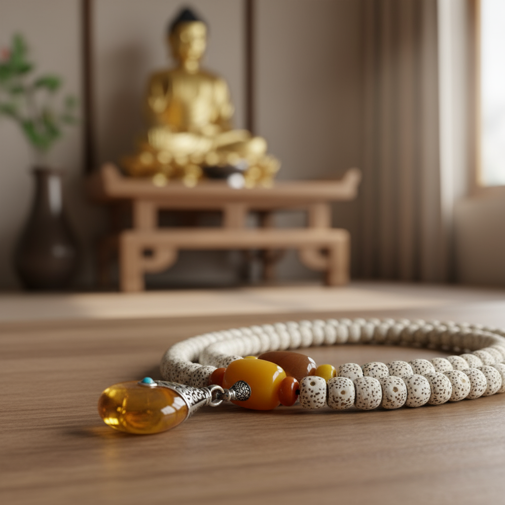 Star Moon Bodhi Mala - Close Up