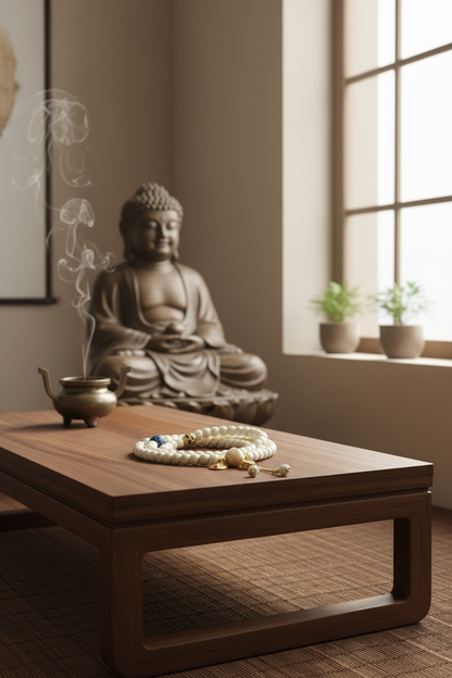 White Bodhi Mala - Studio 1